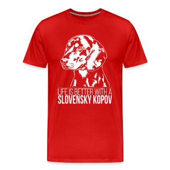 Slovensky Kopov life is better Hunde Hund Wilsigns - Männer Premium Bio T-Shirt - Rot - Vorne - Damien (186cm)