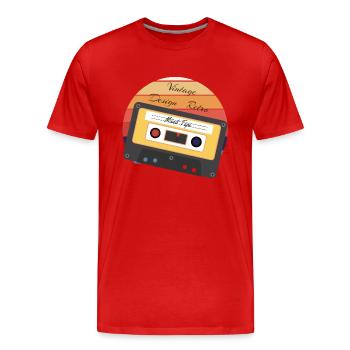 Cassette audio rétro vintage - T-shirt bio Premium Homme - rouge - Devant - Damien (186cm)