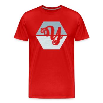 Stripe hype - Men's Premium Organic T-Shirt - red - Front - Damien (186cm)