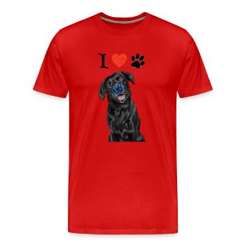 J'aime mon Labrador - T-shirt bio Premium Homme - rouge - Devant - Damien (186cm)