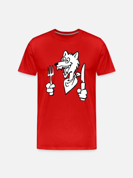 Hungriger Wolf - Männer Premium Bio T-Shirt - Rot