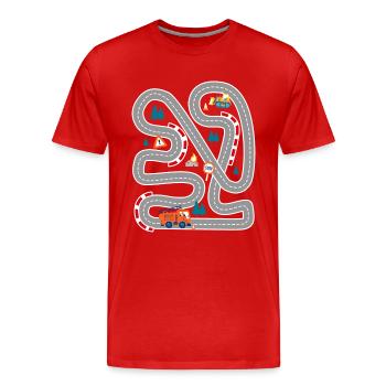 Spielen Sie Autorennen auf dem Rücken Familiengeschenk - Männer Premium Bio T-Shirt - Rot - Vorne - Damien (186cm)