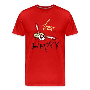bee happy - Men's Premium Organic T-Shirt - red - Front - Damien (186cm)