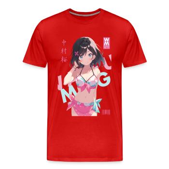 Waifu Mag n° 01 - Sakura Nakamura - T-shirt bio Premium Homme - rouge - Devant - Damien (186cm)
