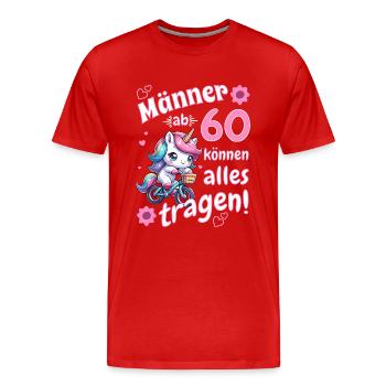 Männer ab 60. Geburtstag Mann 60 lustige Sprüche - Männer Premium Bio T-Shirt - Rot - Vorne - Damien (186cm)