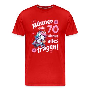 Hommes à partir de 70 ans Homme 70 dictons amusants - T-shirt bio Premium Homme - rouge - Devant - Damien (186cm)