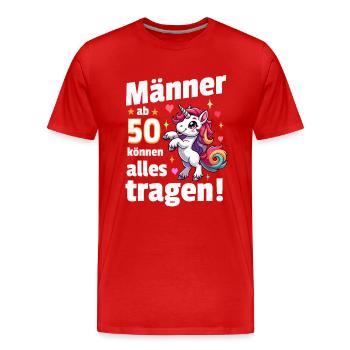Mann 50. Geburtstag. Lustiger Spruch Geschenkidee - Männer Premium Bio T-Shirt - Rot - Vorne - Damien (186cm)
