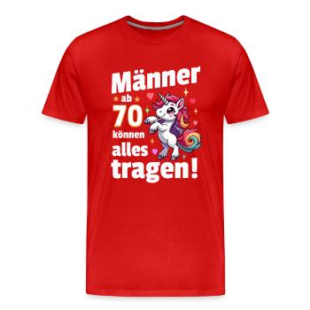 Mann 70. Geburtstag. Lustiger Spruch Geschenkidee - Männer Premium Bio T-Shirt - Rot - Vorne - Damien (186cm)