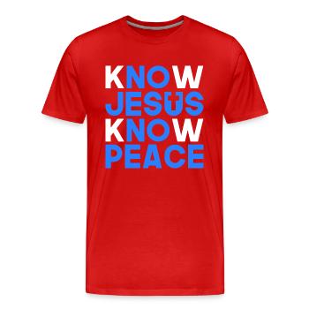 Know Jesus know peace Christian gift - Men's Premium Organic T-Shirt - red - Front - Damien (186cm)