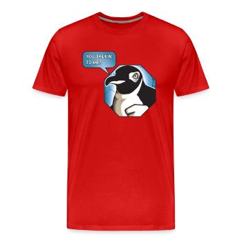You talkin' to me? - Grummeliger Pinguin - AI - Männer Premium Bio T-Shirt - Rot - Vorne - Damien (186cm)