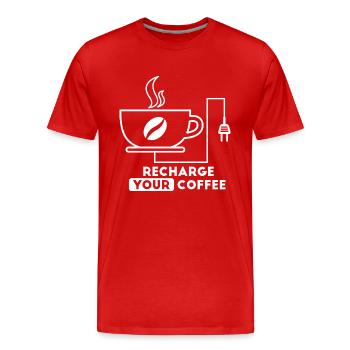 Recharge your coffee - Männer Premium Bio T-Shirt - Rot - Vorne - Damien (186cm)