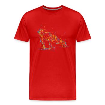 Abstract man doing push-ups - Men's Premium Organic T-Shirt - red - Front - Damien (186cm)