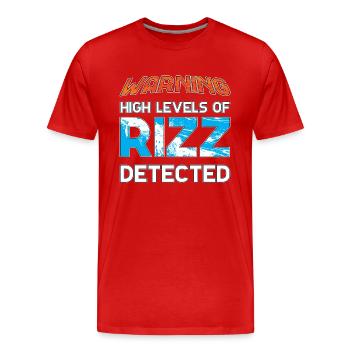 Warning High Levels of Rizz Detected Charisma - Men's Premium Organic T-Shirt - red - Front - Damien (186cm)