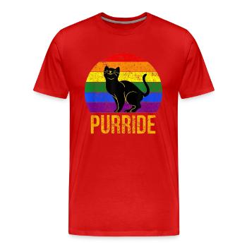 LGBTQ katze Regenbogen Pride Love Parade CSD - Männer Premium Bio T-Shirt - Rot - Vorne - Damien (186cm)