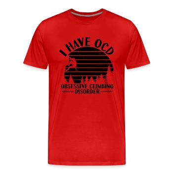 Dictons d’escalade | Idées cadeaux Climber Mountains - T-shirt bio Premium Homme - rouge - Devant - Damien (186cm)