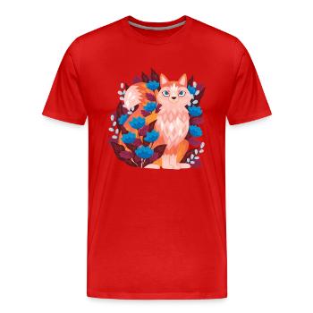 Fuchs in den Blumen T-Shirt - Männer Premium Bio T-Shirt - Rot - Vorne - Damien (186cm)