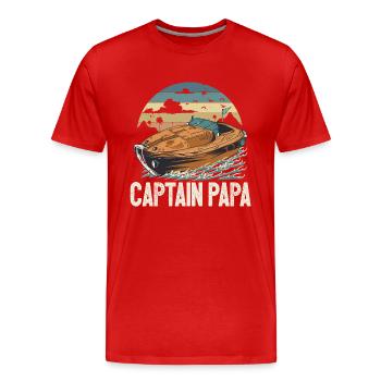 Captain Papa Pontoon King Motorboat Owner - Männer Premium Bio T-Shirt - Rot - Vorne - Damien (186cm)