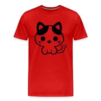 chat - T-shirt bio Premium Homme - rouge - Devant - Damien (186cm)