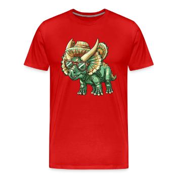 Dinosaur triceratops Sombrero - Men's Premium Organic T-Shirt - red - Front - Damien (186cm)