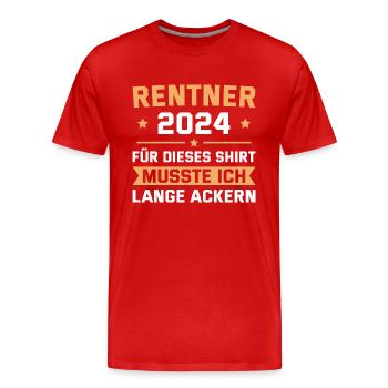 Rentner 2024 Ruhestand Pension Rentner - Männer Premium Bio T-Shirt - Rot - Vorne - Damien (186cm)