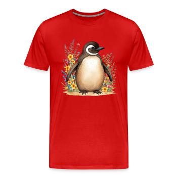 Niedlicher Pinguin - Männer Premium Bio T-Shirt - Rot - Vorne - Damien (186cm)
