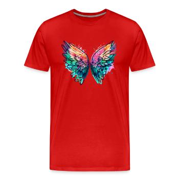 Angel wings, angelwings, graffiti, colorful - Men's Premium Organic T-Shirt - red - Front - Damien (186cm)