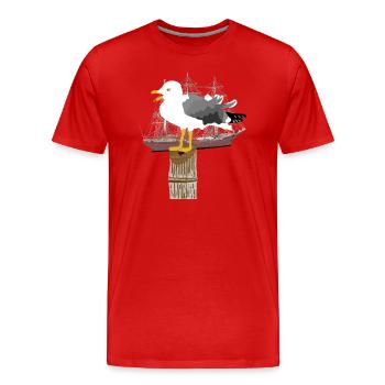 Möwe, Seemöwe, Segelschiff, Segelboot, Seefahrt, - Männer Premium Bio T-Shirt - Rot - Vorne - Damien (186cm)