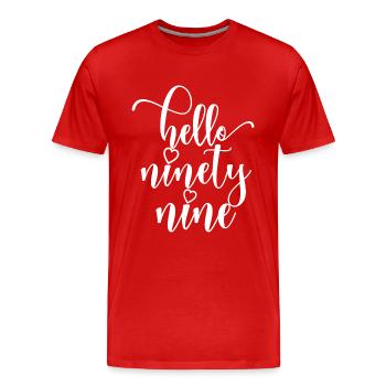 Bonjour Quatre-vingt-dix-neuf mignons anniversaire de 99 ans - T-shirt bio Premium Homme - rouge - Devant - Damien (186cm)