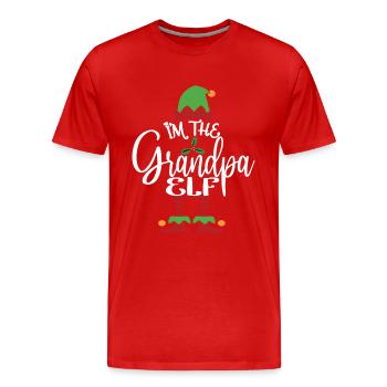 Opa Elf Niedliches lustiges passendes Weihnachtskostüm - Männer Premium Bio T-Shirt - Rot - Vorne - Damien (186cm)