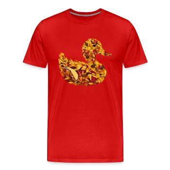 Duck Autumnal Autumn Leaves - Men's Premium Organic T-Shirt - red - Front - Damien (186cm)