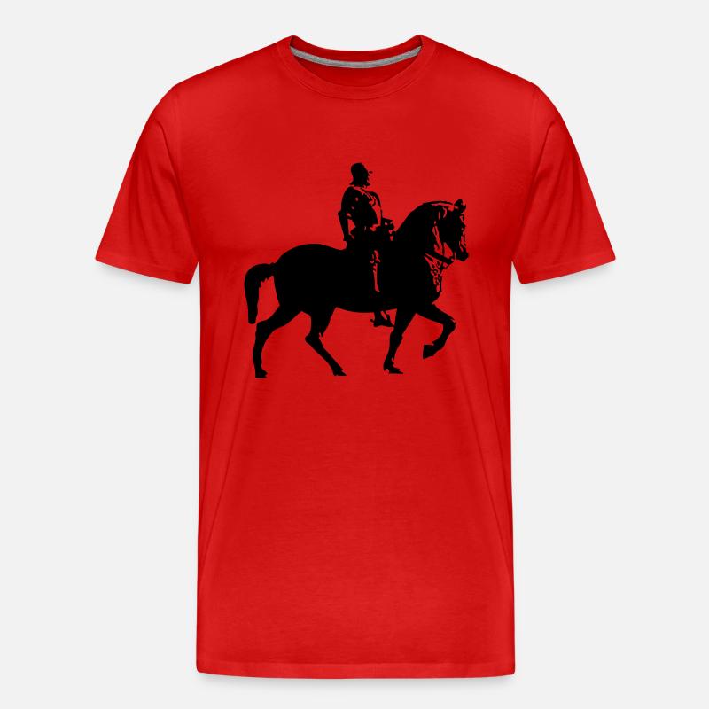 Pferd und Reiter - Männer Premium Bio T-Shirt - Rot