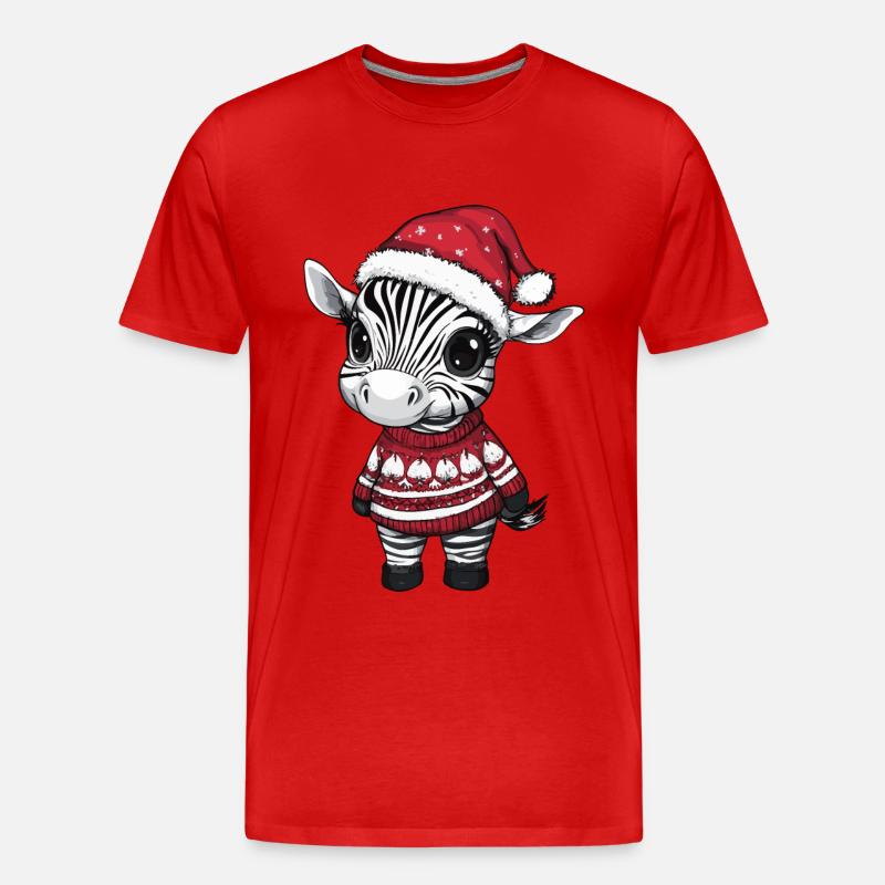 Zebra Weihnachten Comic - Männer Premium Bio T-Shirt - Rot