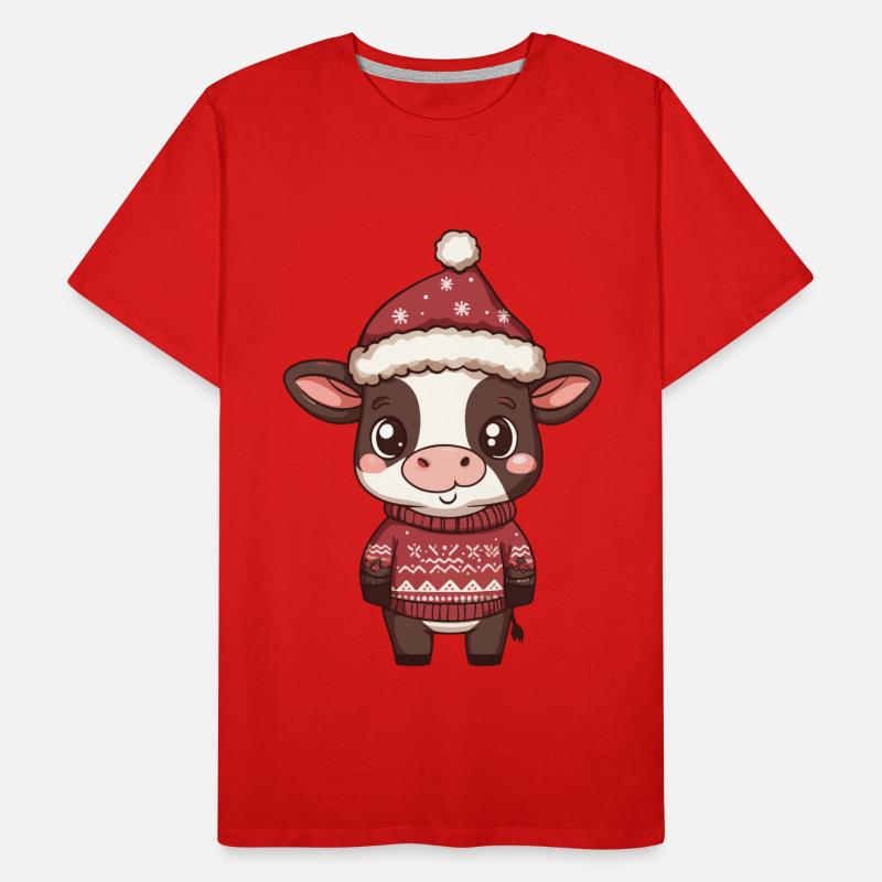 Vache Noël Bande Dessinée T-shirt bio Premium Homme