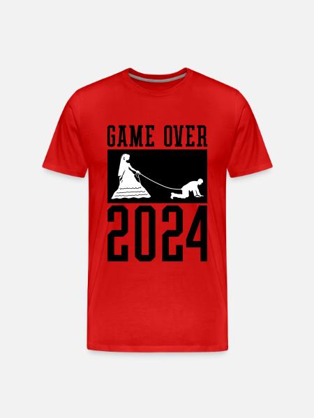 Game Over 2024 Hochzeit - Männer Premium Bio T-Shirt - Rot