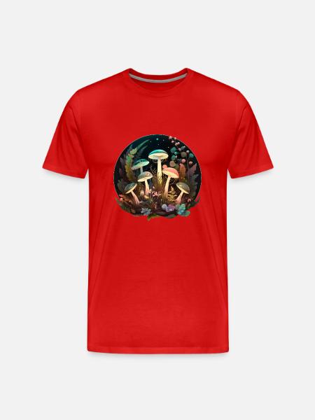Magic Mushrooms - Magic Mushrooms Nature - Men's Premium Organic T-Shirt - red