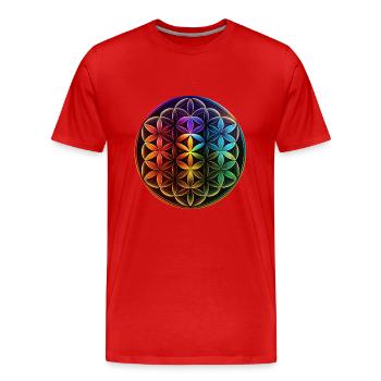 Blume des Lebens Regenbogen Symbol Meditation - Männer Premium Bio T-Shirt - Rot - Vorne - Damien (186cm)