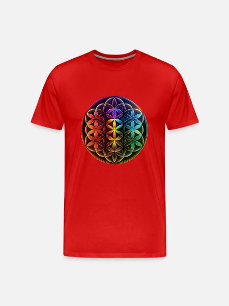 Fleur de Vie Symbole Arc-en-ciel Méditation - T-shirt bio Premium Homme - rouge