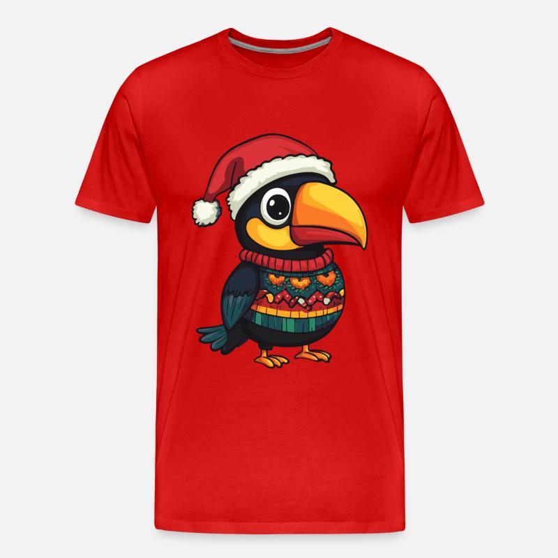 Tukan Vogel Weihnachten Comic - Männer Premium Bio T-Shirt - Rot