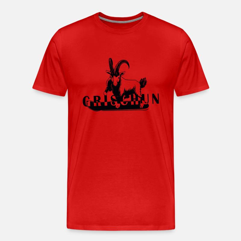 Grischun Steinbock Snowboard - Männer Premium Bio T-Shirt - Rot