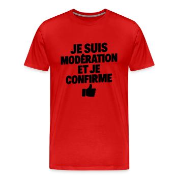 Humour Promesse Nocturne - T-shirt bio Premium Homme - rouge - Devant - Damien (186cm)