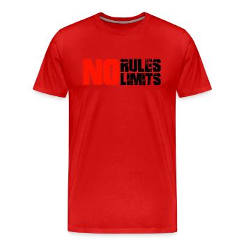 NO RULES, NO LIMITS - Men's Premium Organic T-Shirt - red - Front - Damien (186cm)