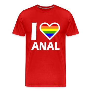 I love anal - Men's Premium Organic T-Shirt - red - Front - Damien (186cm)