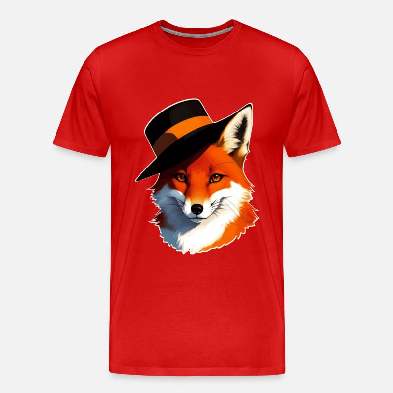 Fuchs mit Hut - Männer Premium Bio T-Shirt - Rot