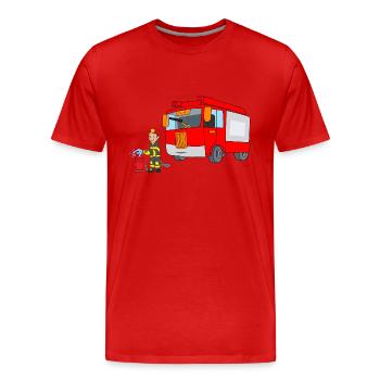 Feuerwehrmann Feuerwehrtruck Feuer Brand Löschen - Männer Premium Bio T-Shirt - Rot - Vorne - Damien (186cm)
