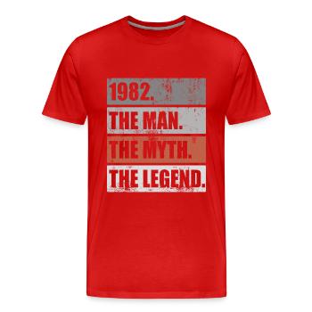Born 1982 Man Myth Legend Birthday - Men's Premium Organic T-Shirt - red - Front - Damien (186cm)
