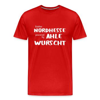 Für echte Nordhessen: Ahle Wurscht - Männer Premium Bio T-Shirt - Rot - Vorne - Damien (186cm)