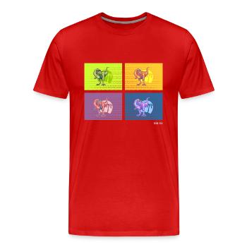 DIN O4 (Dinosaur Pop Art Edition) - T-shirt bio Premium Homme - rouge - Devant - Damien (186cm)