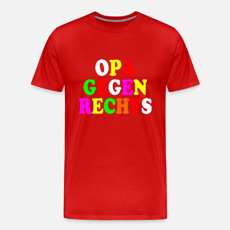Opa gegen rechts - Männer Premium Bio T-Shirt - Rot