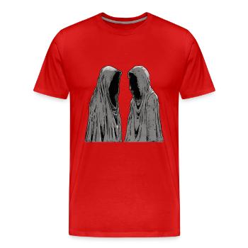 Kein Geistgeflüster im Gesicht - Männer Premium Bio T-Shirt - Rot - Vorne - Damien (186cm)