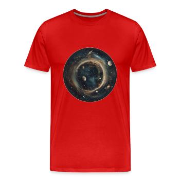 Cosmic Dance: Celestial Solar System Astronomy - Men's Premium Organic T-Shirt - red - Front - Damien (186cm)
